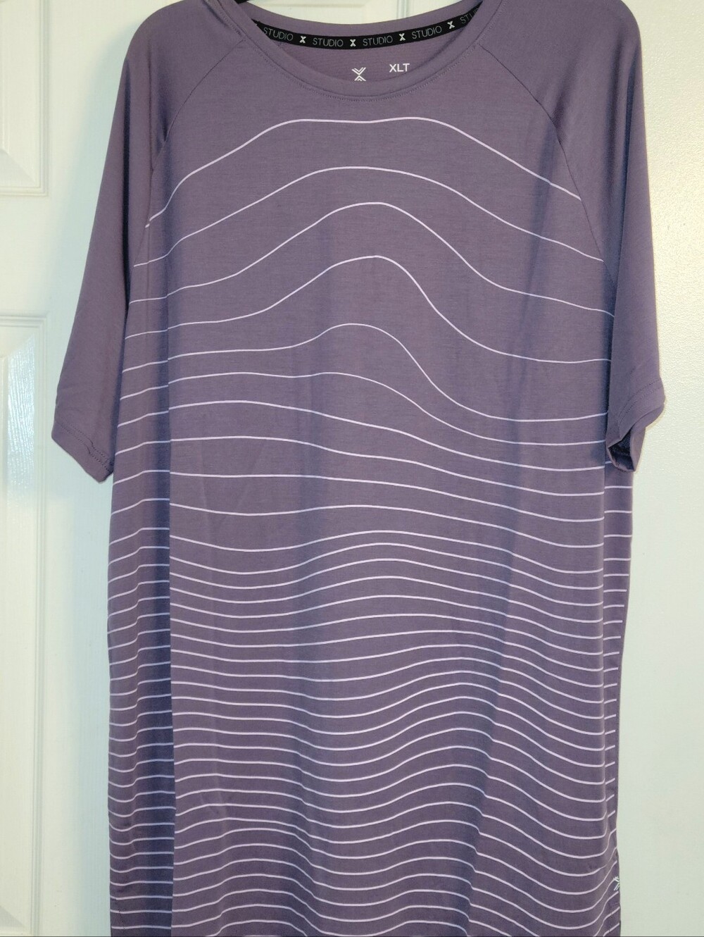 Xersion Lavender Wave-Striped Short Sleeve Tee